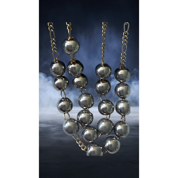 Vintage Catholic Rosary  17” Silver Beads Gold Tone Chain, Mary Medal & Crucifix - Picture 8 of 10